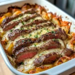 Homemade Steak & Cheesy Scalloped Potato Bake recipe photo