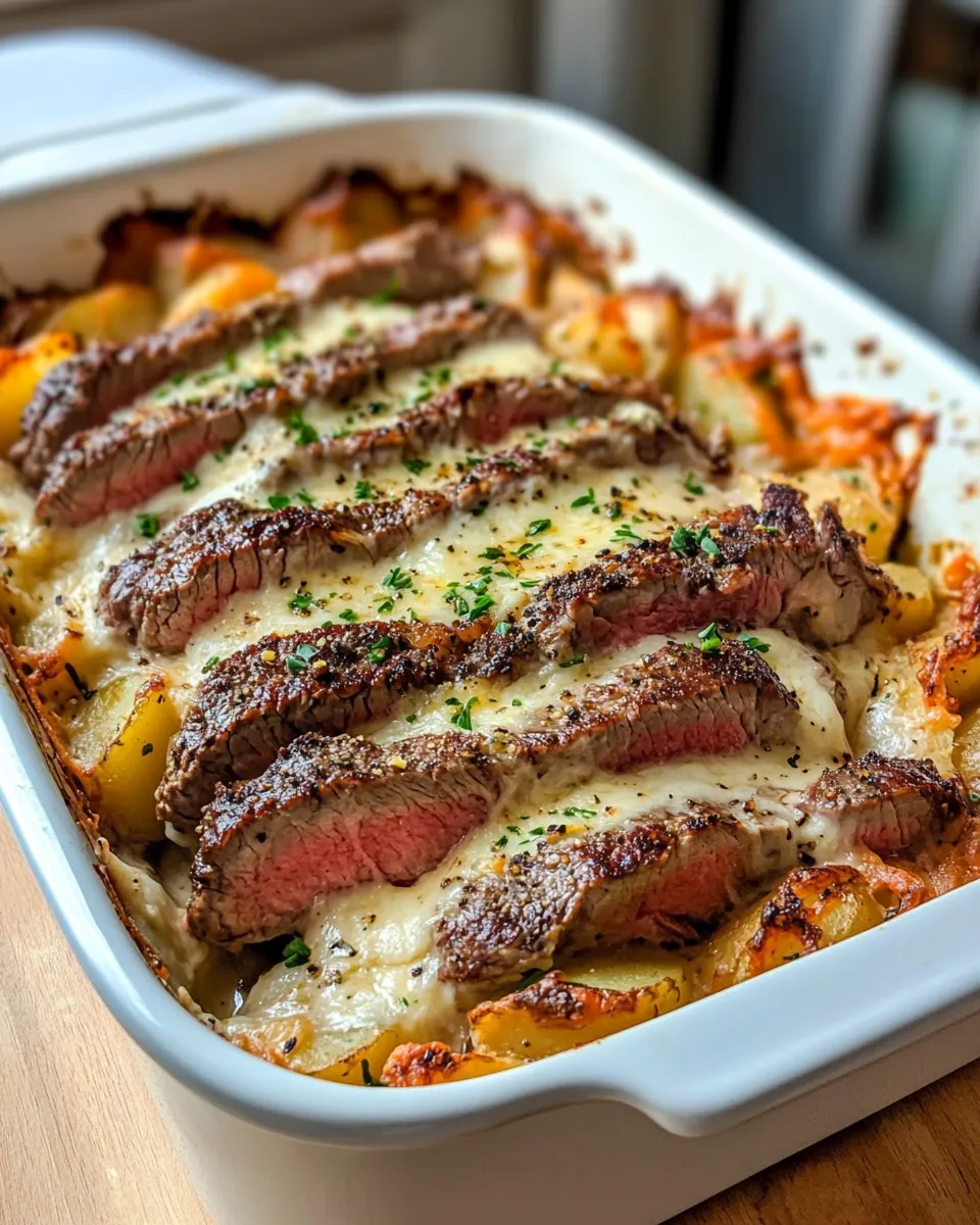 Homemade Steak & Cheesy Scalloped Potato Bake recipe photo