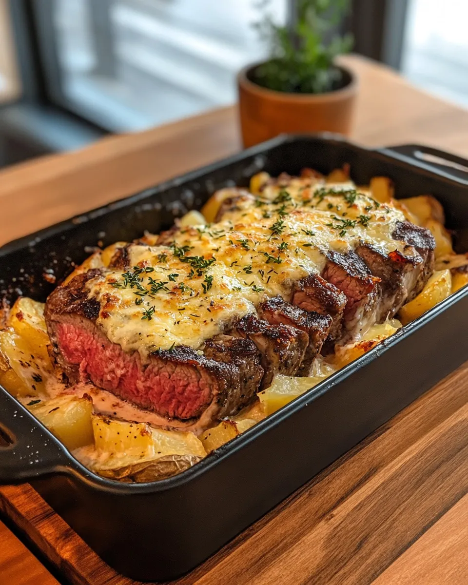 Classic Steak & Cheesy Scalloped Potato Bake dish photo