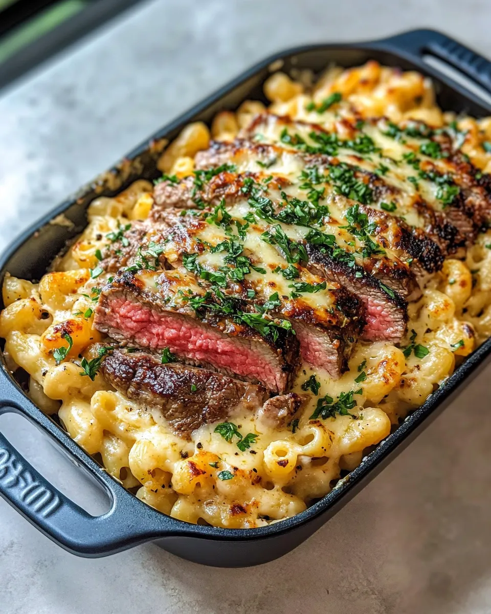 Easy Steak & Chimichurri Mac and Cheese food shot