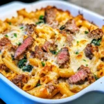 Homemade Steak & Crispy Onion Cheddar Pasta Bake photo