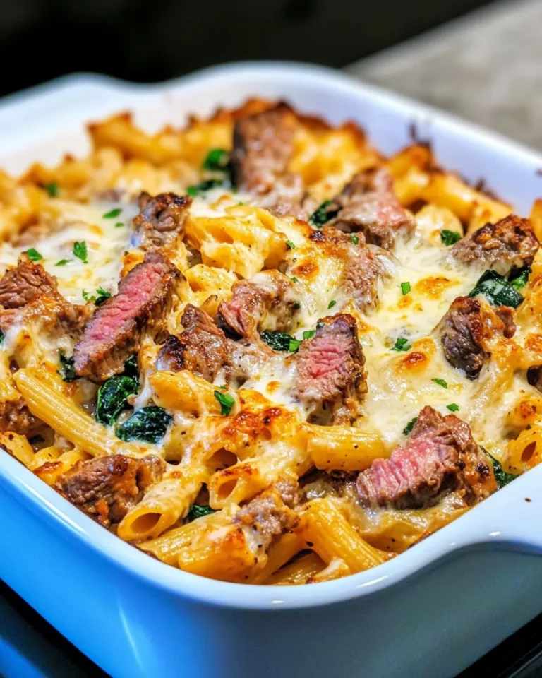 Homemade Steak & Crispy Onion Cheddar Pasta Bake photo