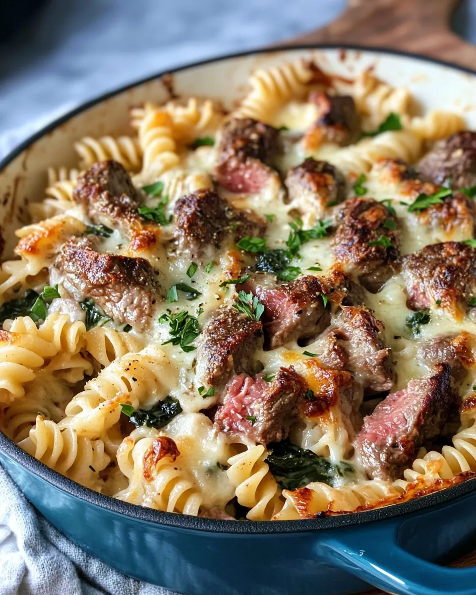 Classic Steak & Crispy Onion Cheddar Pasta Bake image