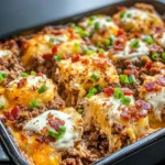 Homemade Steak & Loaded Potato Tot Casserole recipe photo
