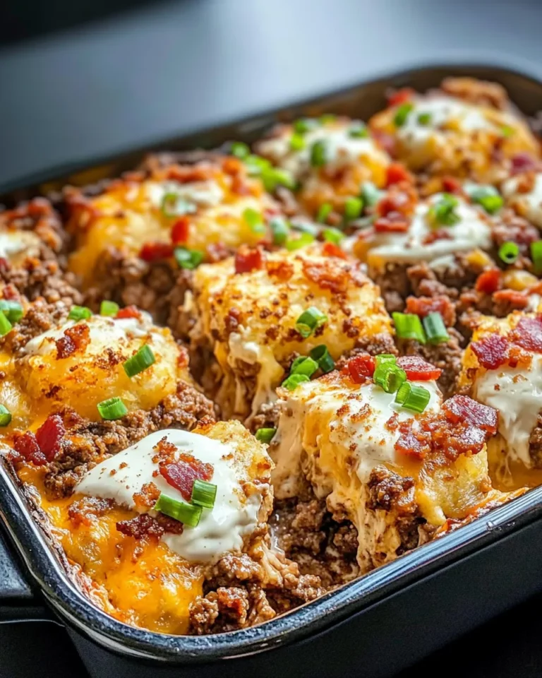 Homemade Steak & Loaded Potato Tot Casserole recipe photo