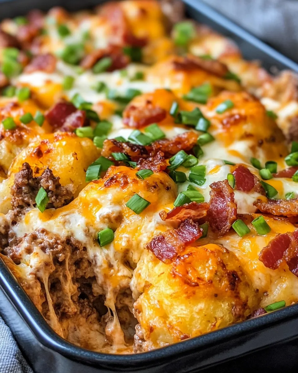 Classic Steak & Loaded Potato Tot Casserole dish photo