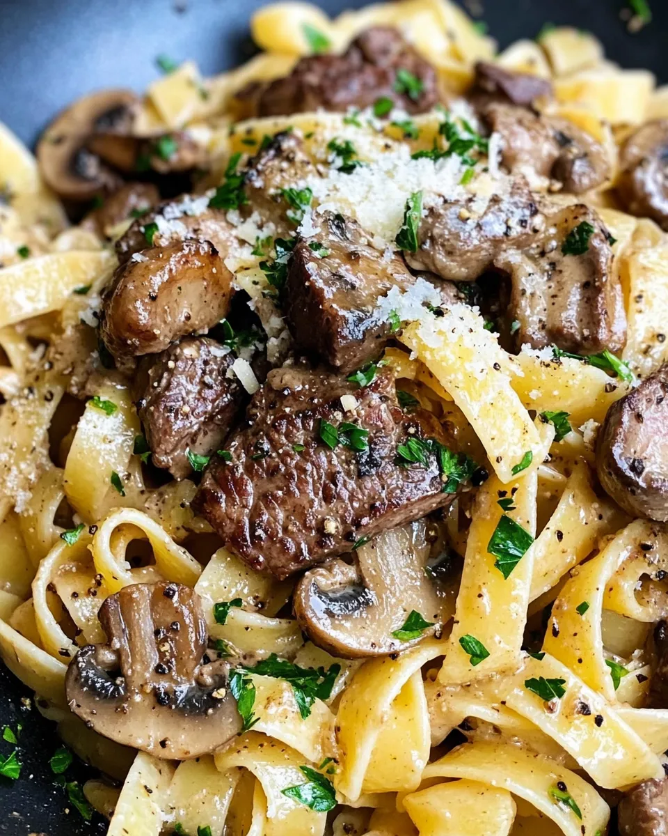 Classic Steak & Mushroom Marsala Pasta dish photo