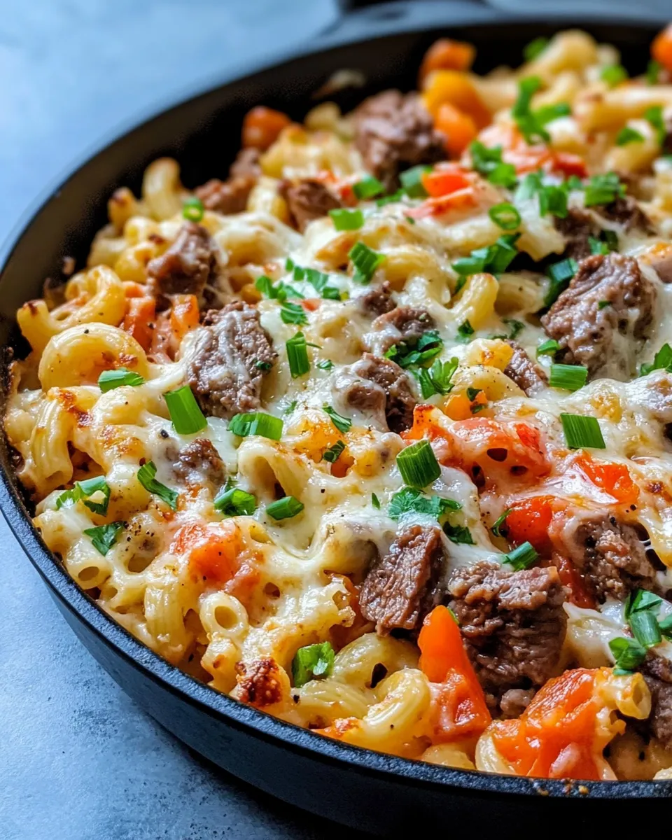 Classic Steak & Pepper Jack Queso Mac dish photo