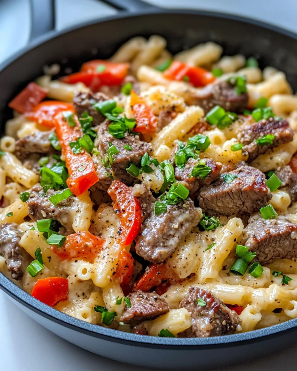 Delicious Steak & Pepper Jack Queso Mac plate image