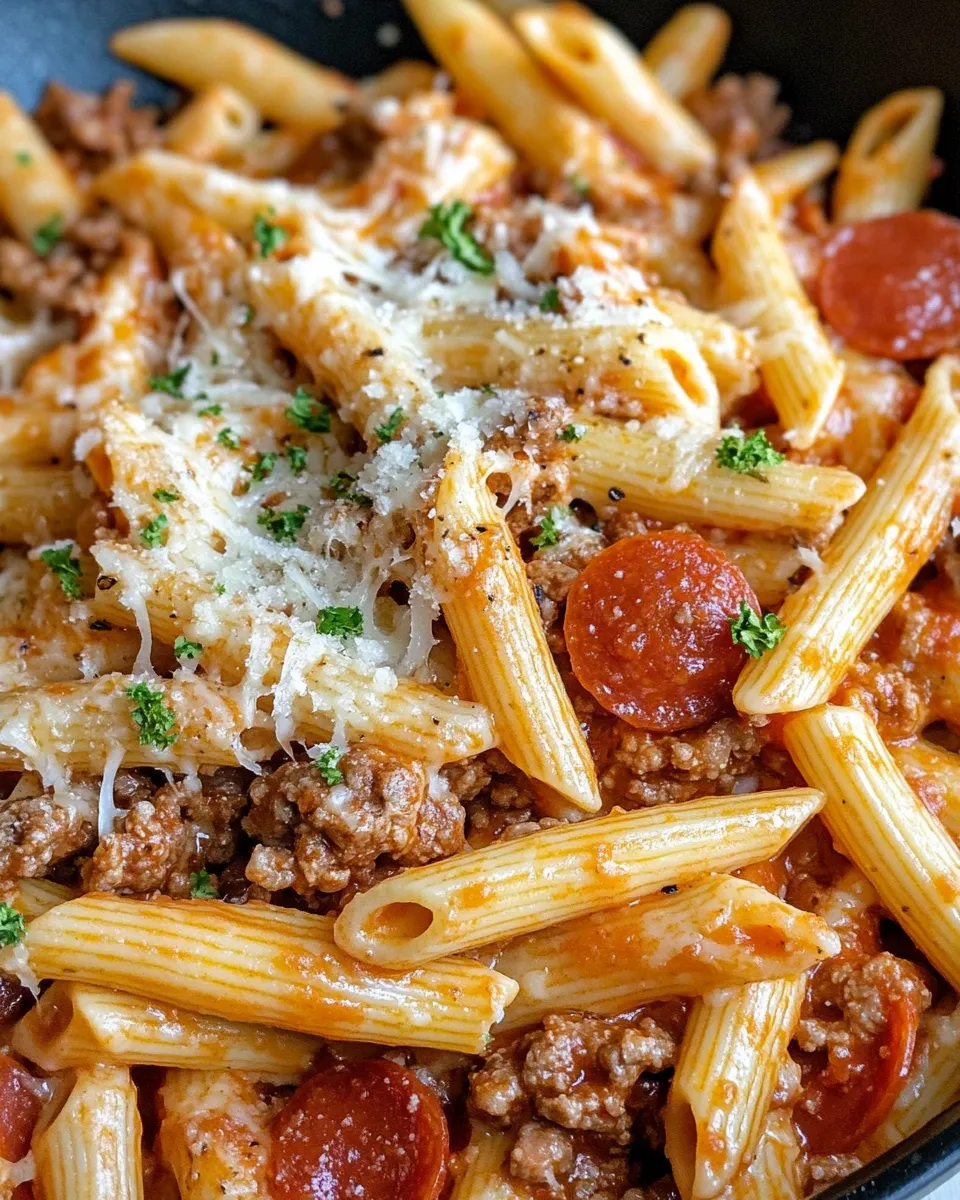 Easy Steak & Pepperoni-Style (Beef) Pizza Pasta recipe image