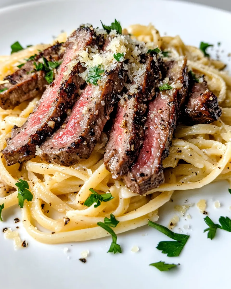 Classic Steak & Roasted Garlic Parmesan Linguine image