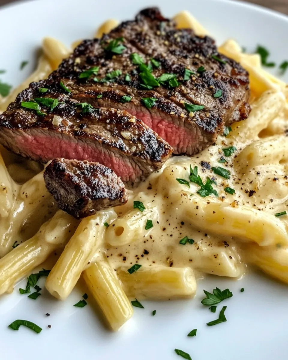 Classic Steak & Roasted Garlic White Cheddar Mac dish photo