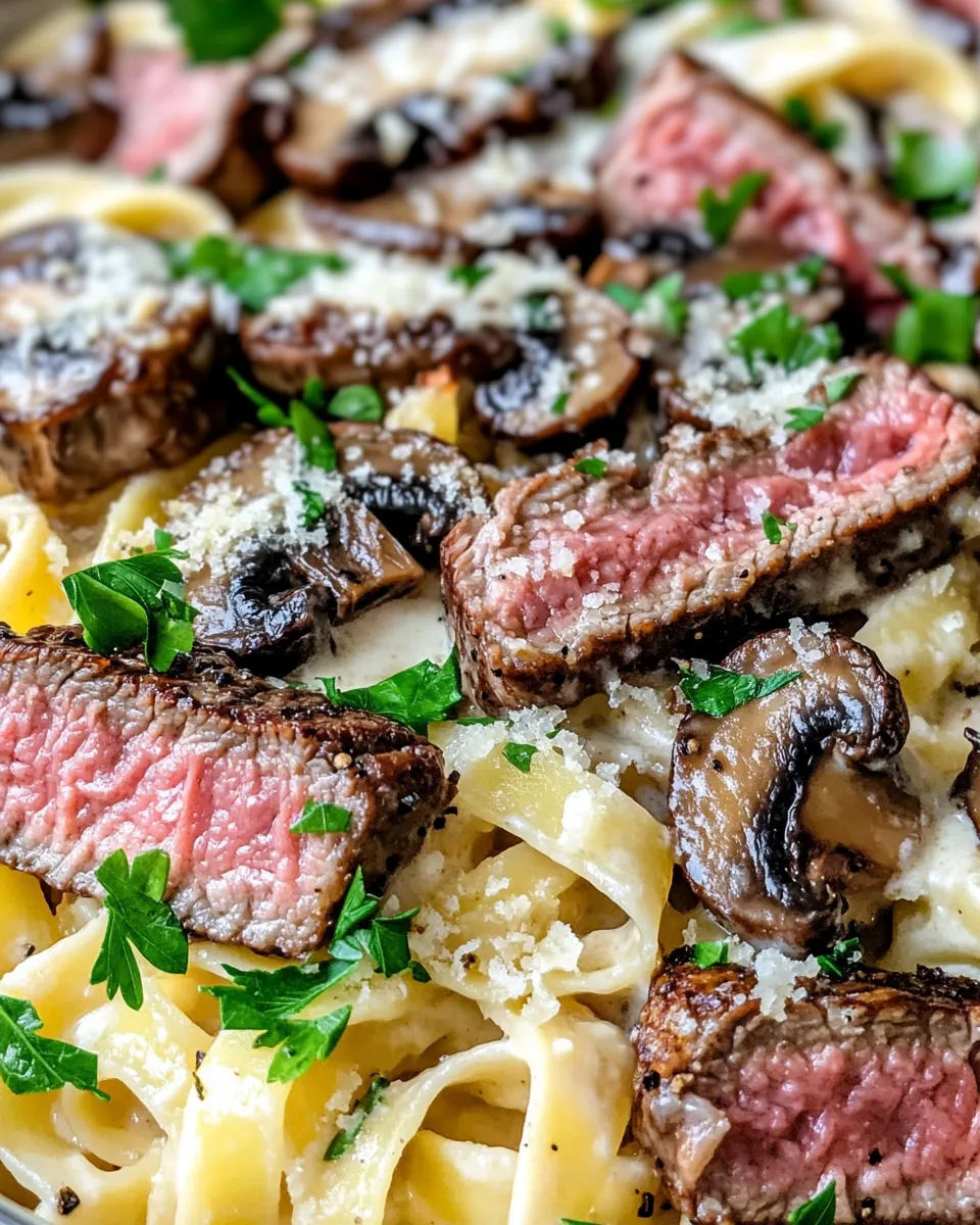 Classic Steak & Roasted Mushroom Alfredo Bake dish photo