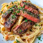 Homemade Steak & Roasted Red Pepper Alfredo photo