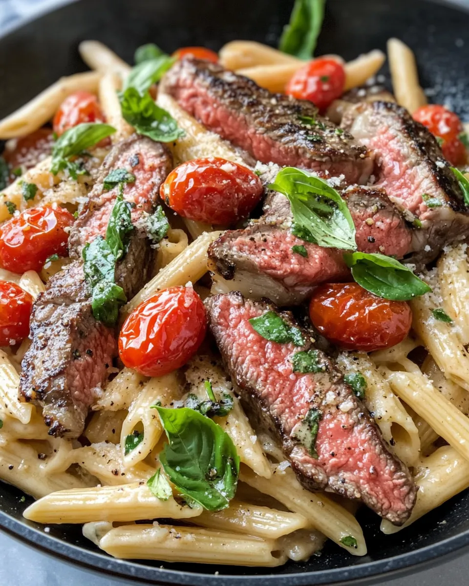 Delicious Steak & Roasted Tomato Alfredo Penne image