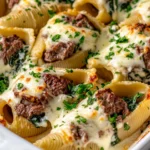 Homemade Steak & Spinach Alfredo Stuffed Shells recipe photo
