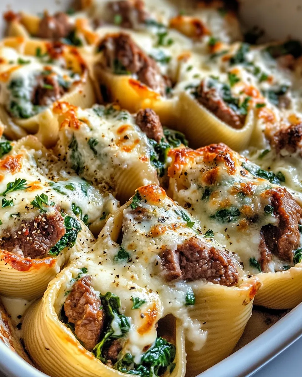 Delicious Steak & Spinach Alfredo Stuffed Shells picture