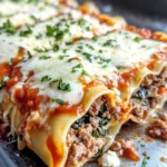 Homemade Steak & Spinach Lasagna Rolls Alfredo photo