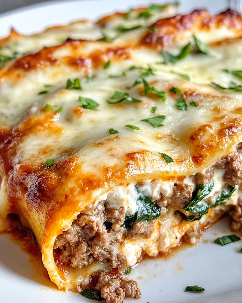 Homemade Steak & Spinach Stuffed Manicotti Alfredo recipe photo