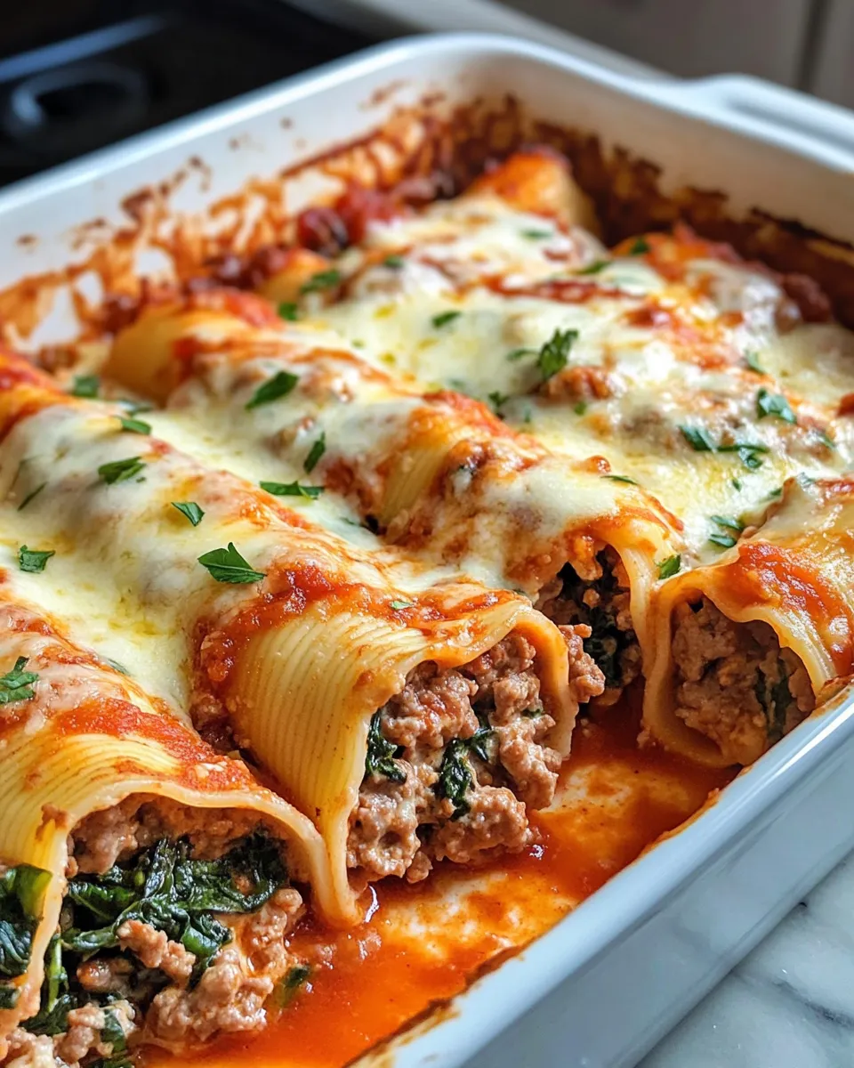 Classic Steak & Spinach Stuffed Manicotti Alfredo dish photo