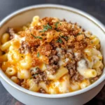 Homemade Steakhouse Loaded Mac with Crispy Onions recipe photo
