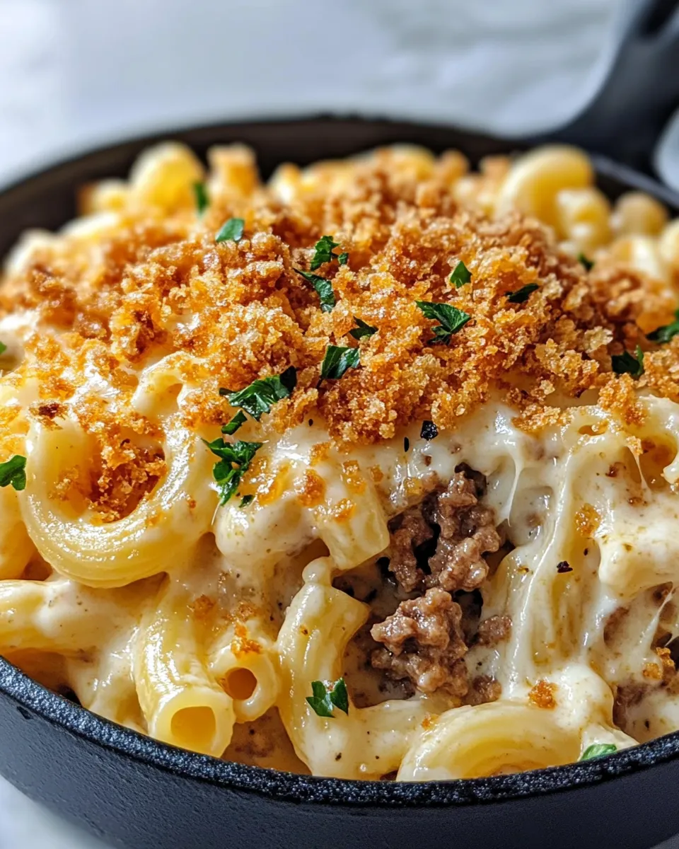 Classic Steakhouse Loaded Mac with Crispy Onions dish photo