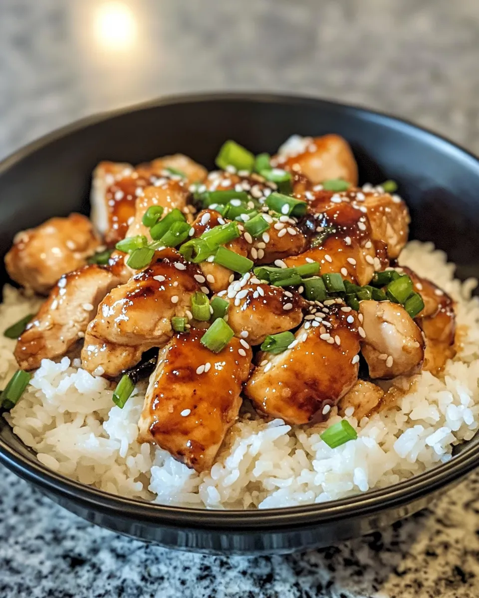 Easy Sticky Sesame Chicken Rice Bowls (Quick) food shot