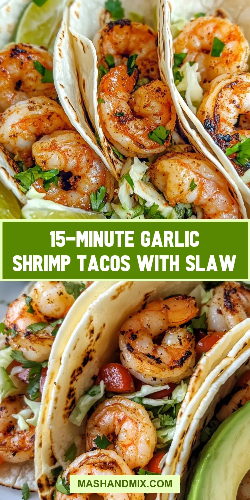 15-Minute Garlic Shrimp Tacos With Slaw Recipe