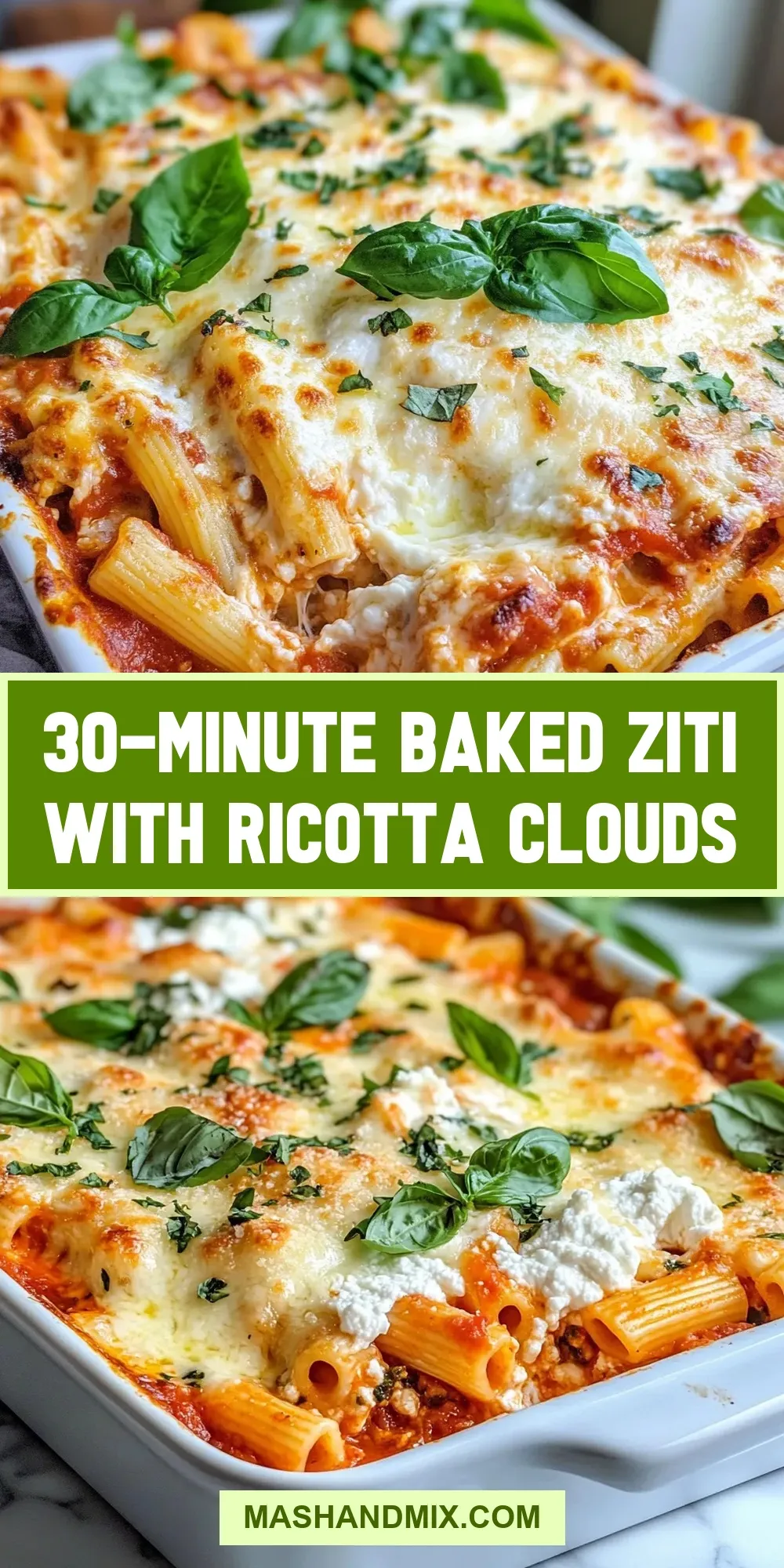 Delicious 30-Minute Baked Ziti With Ricotta Clouds