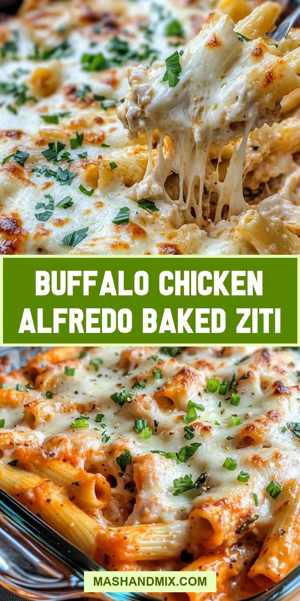 Buffalo Chicken Alfredo Baked Ziti Recipe