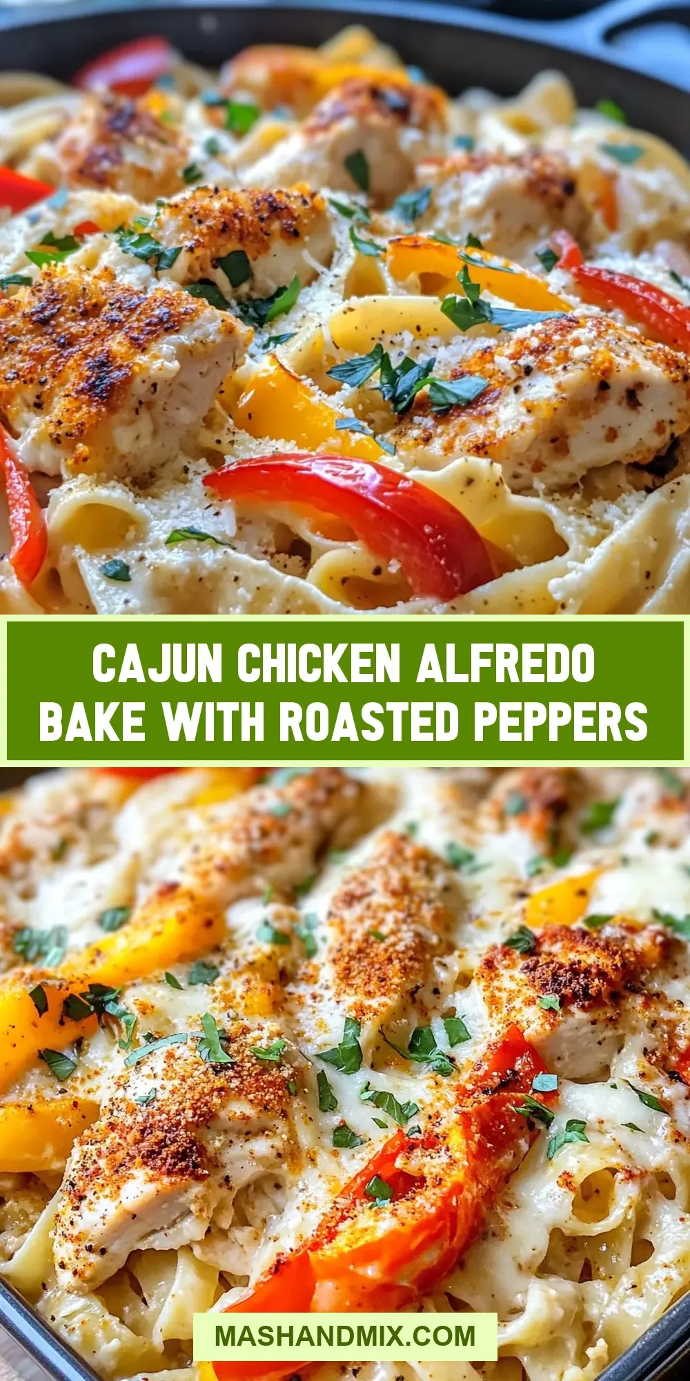 Easy Cajun Chicken Alfredo Bake With Roasted Peppers Recipe