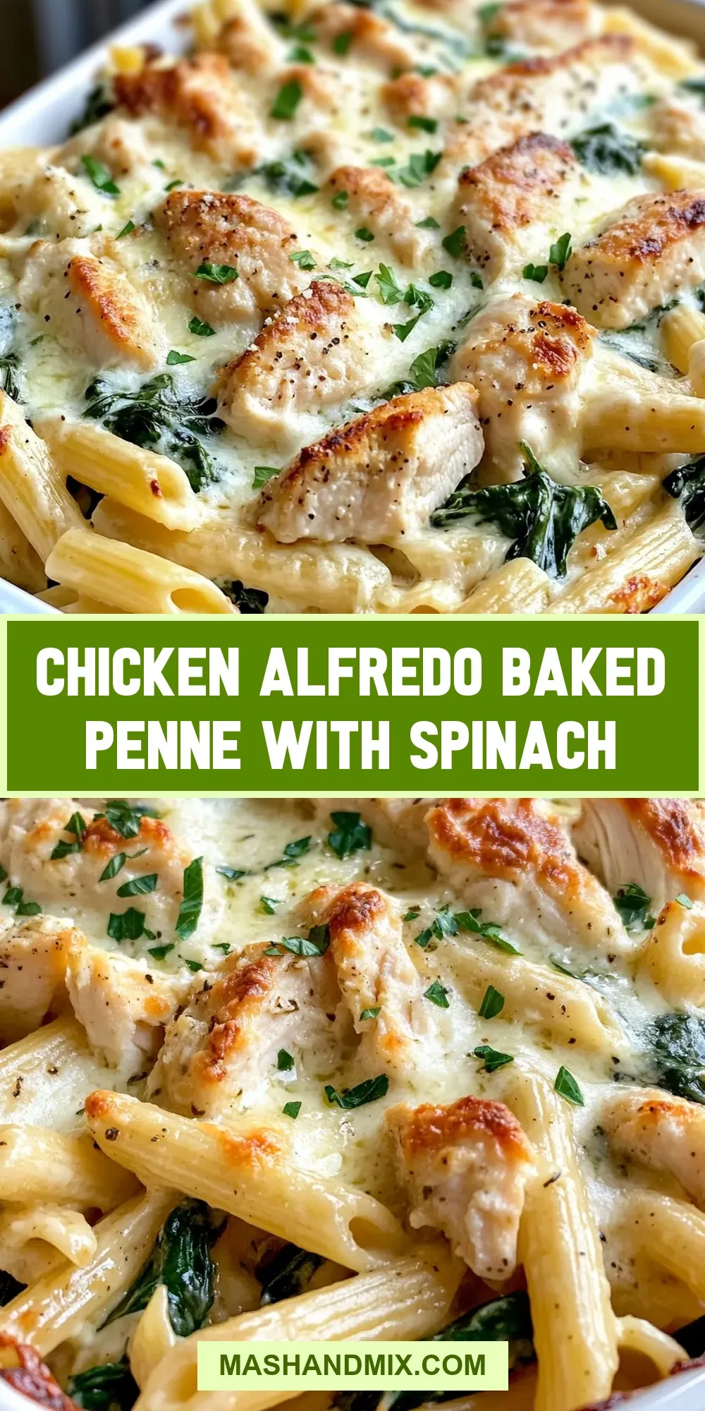 Flavorful Chicken Alfredo Baked Penne With Spinach