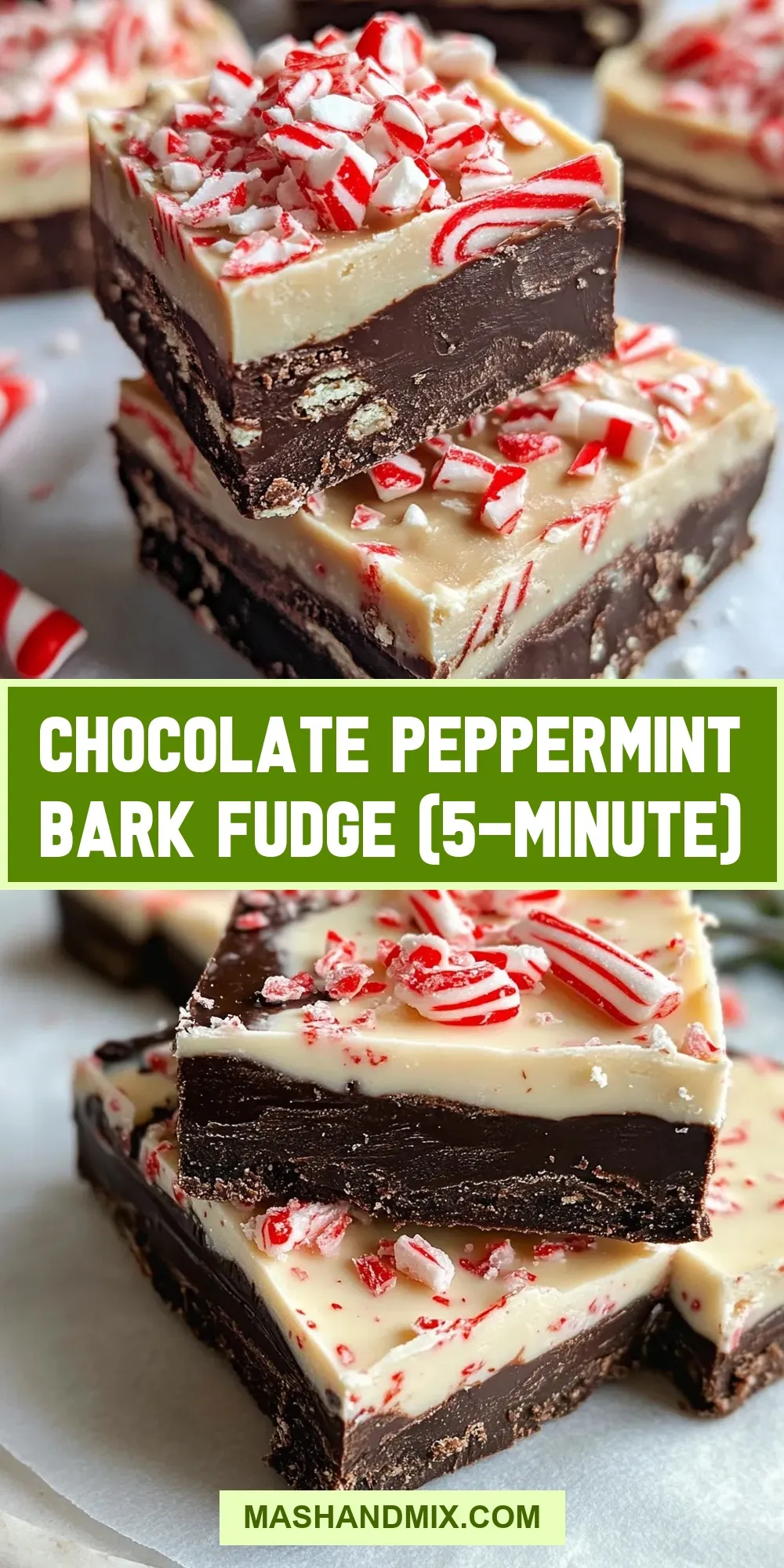 Savory Chocolate Peppermint Bark Fudge (5-Minute)