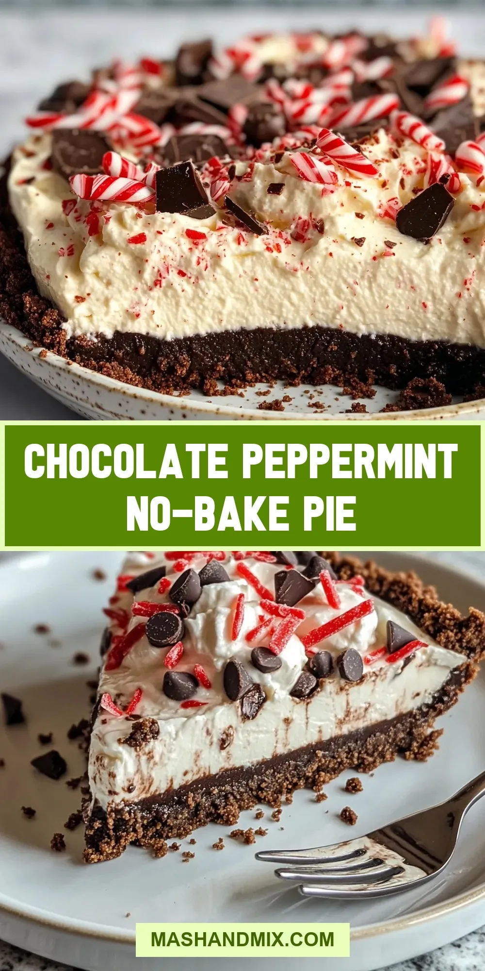 Chocolate Peppermint No-Bake Pie (Tasty & Delicious)