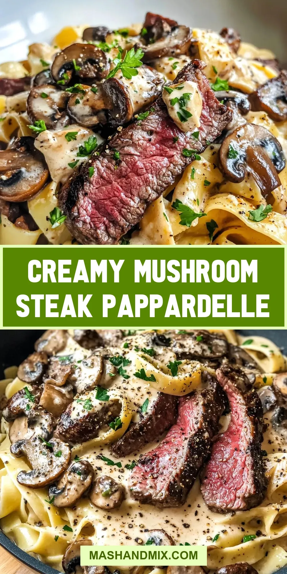 Easy Creamy Mushroom Steak Pappardelle Recipe