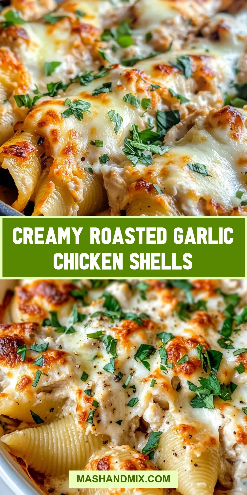 Irresistible Creamy Roasted Garlic Chicken Shells