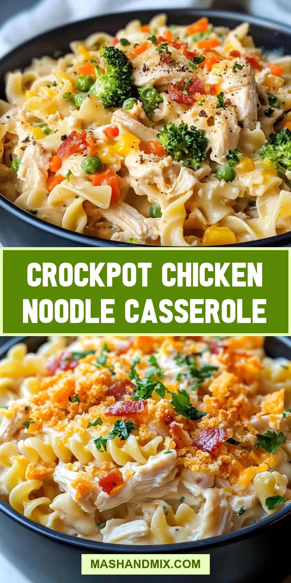 Savory Crockpot Chicken Noodle Casserole