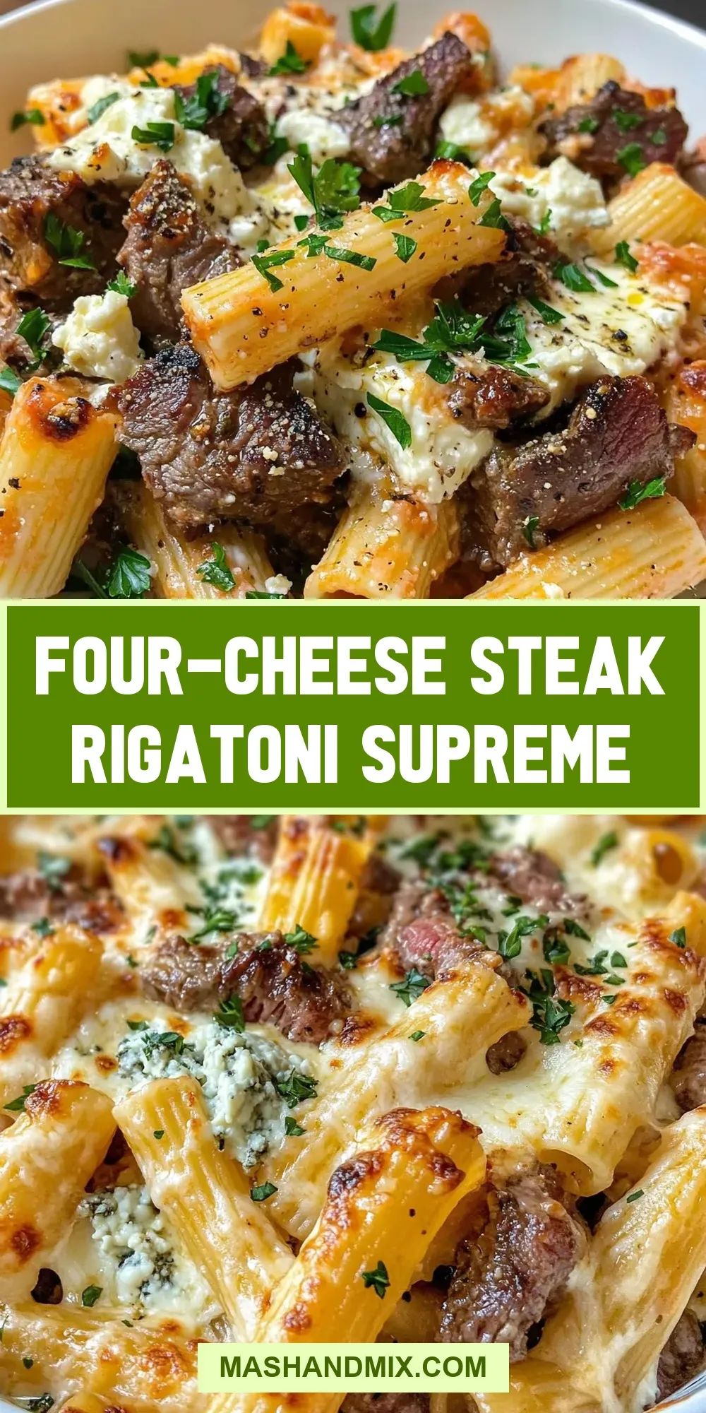 Four-Cheese Steak Rigatoni Supreme Recipe