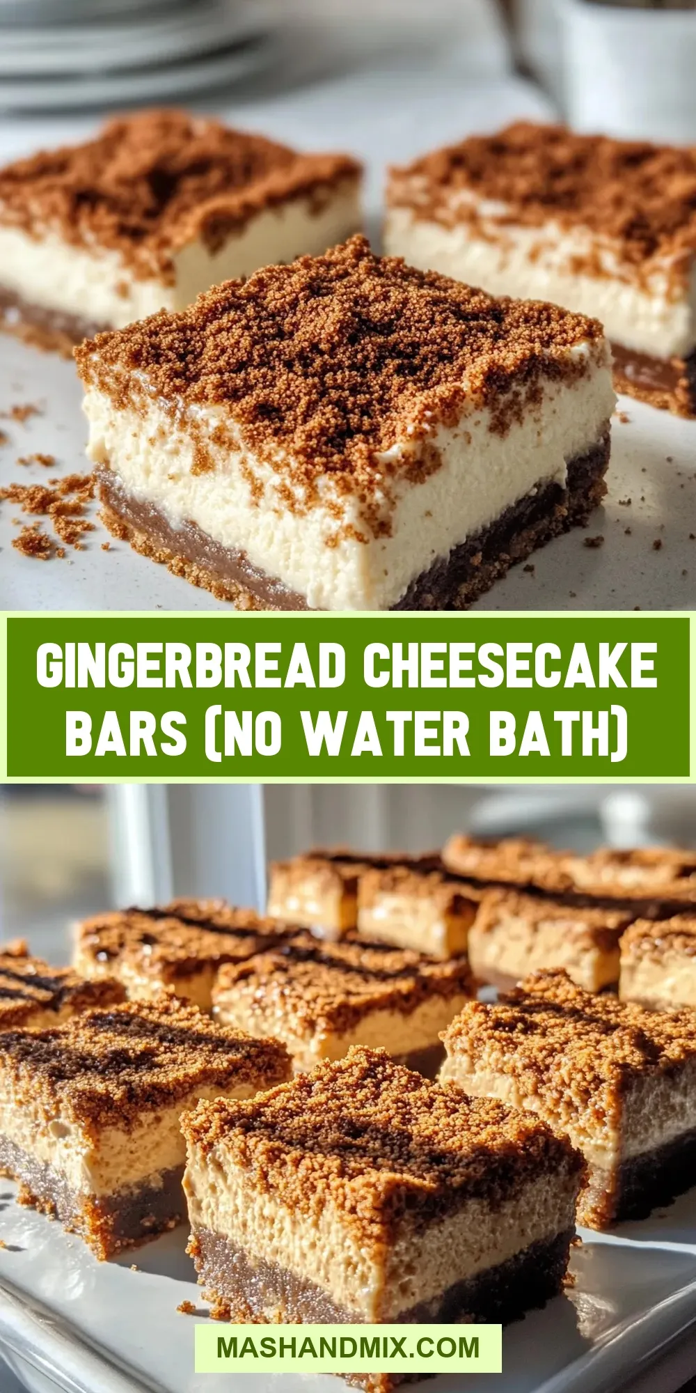 How To Make Easy Gingerbread Cheesecake Bars (No Water Bath)