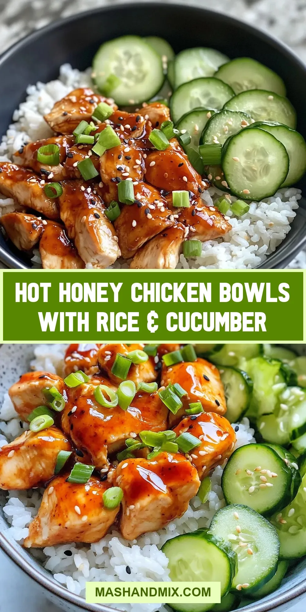 How To Make Savory Hot Honey Chicken Bowls With Rice & Cucumber