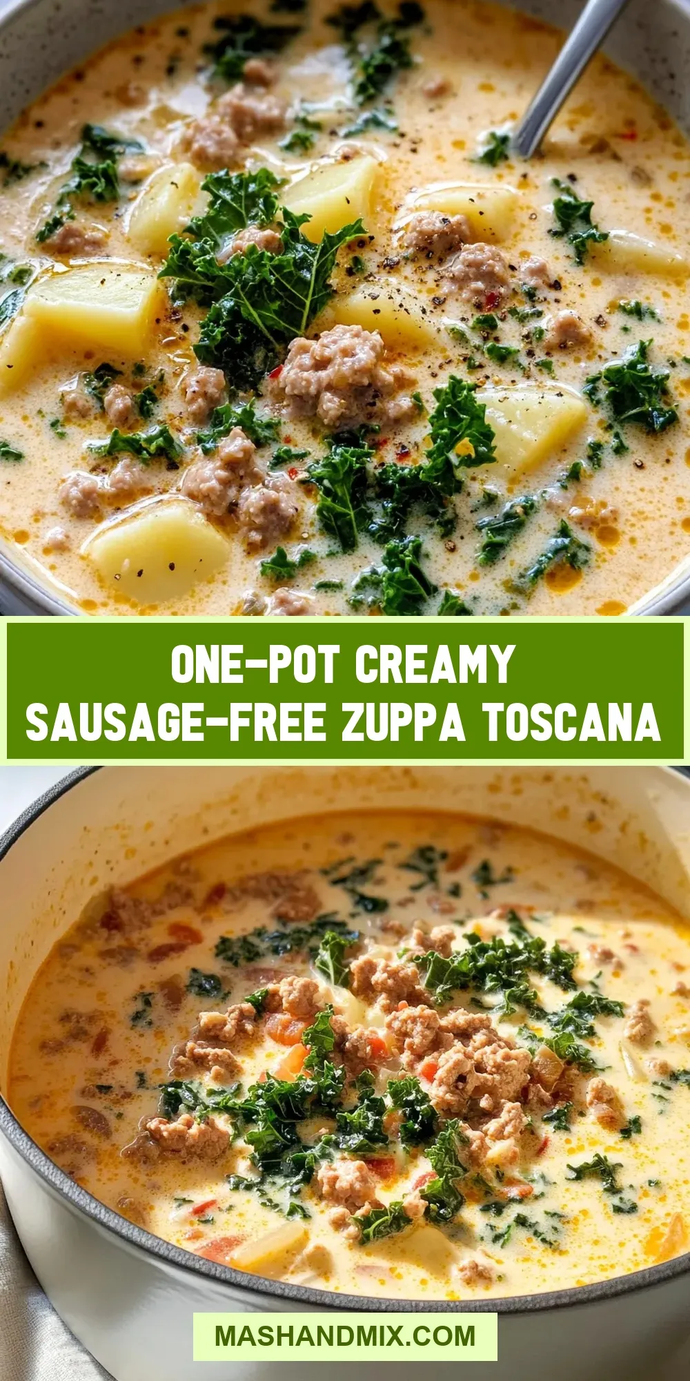 One-Pot Creamy Sausage-Free Zuppa Toscana Recipe