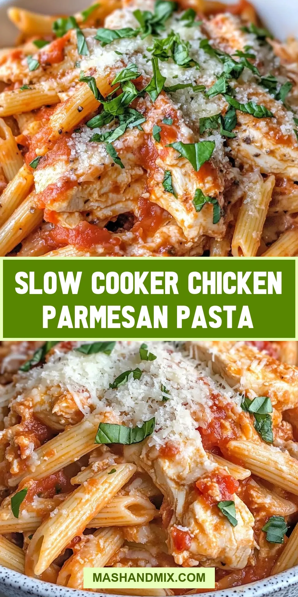Healthy Slow Cooker Chicken Parmesan Pasta