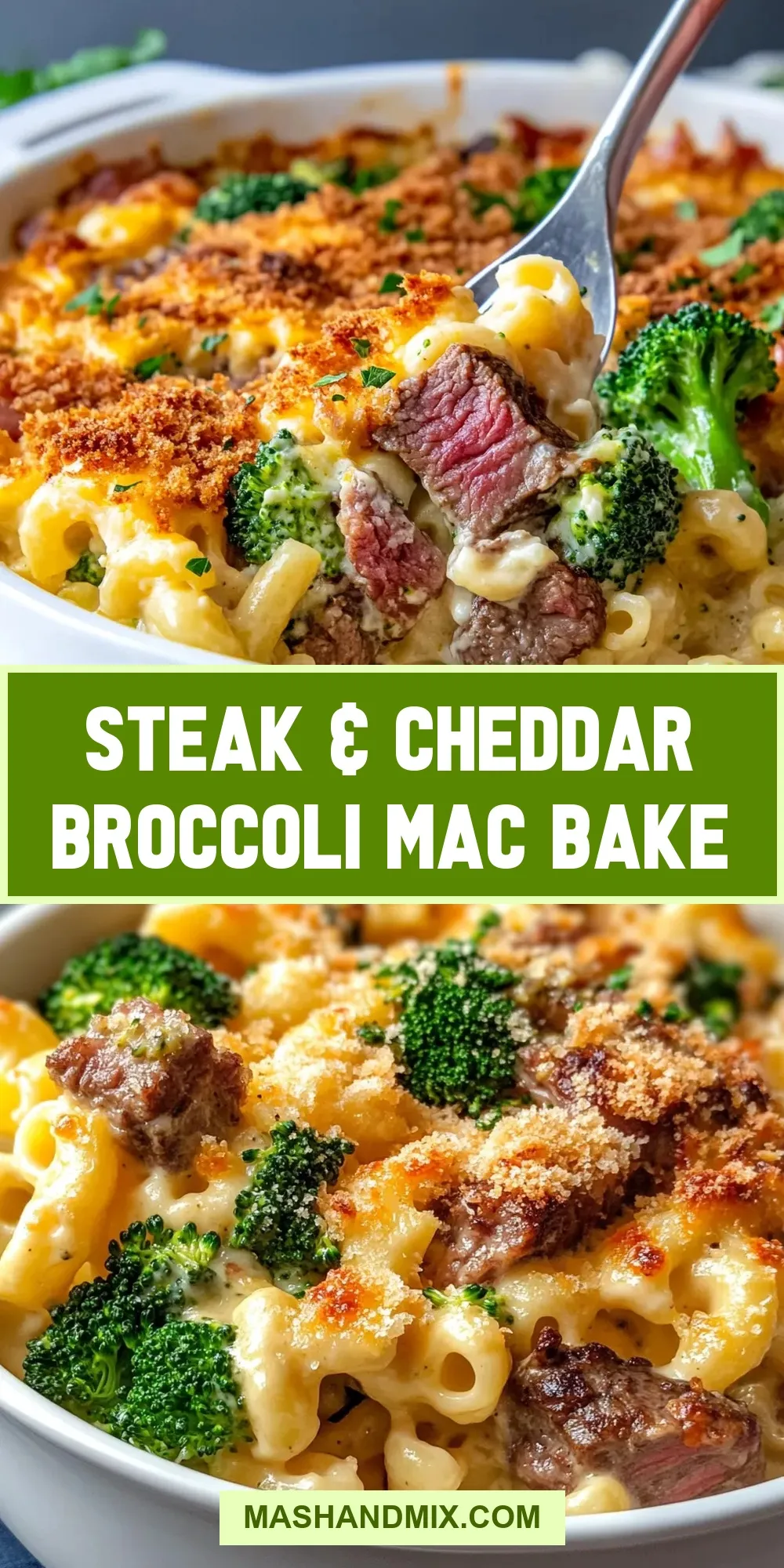 Steak & Cheddar Broccoli Mac Bake (Tasty & Delicious)