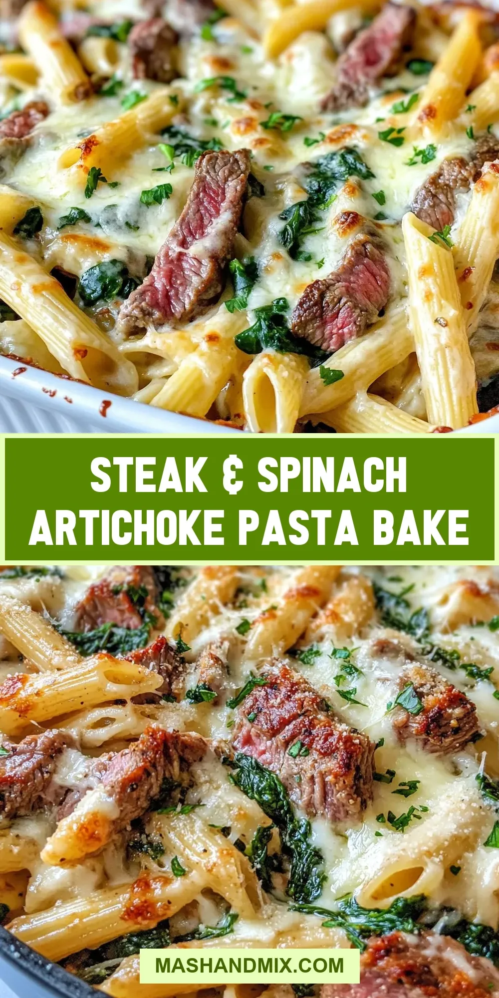 How To Make Tasty Steak & Spinach Artichoke Pasta Bake