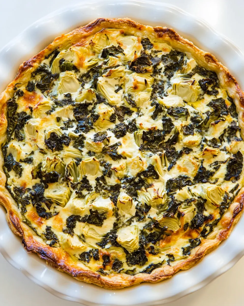 Homemade Artichoke, Kale, and Ricotta Pie recipe photo