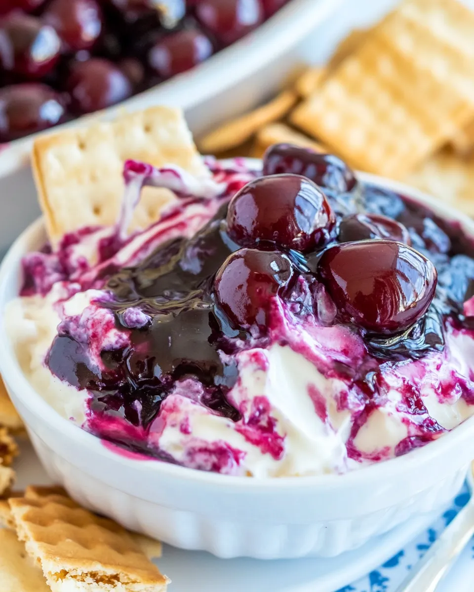 Delicious Cherry Cheesecake Dip food shot