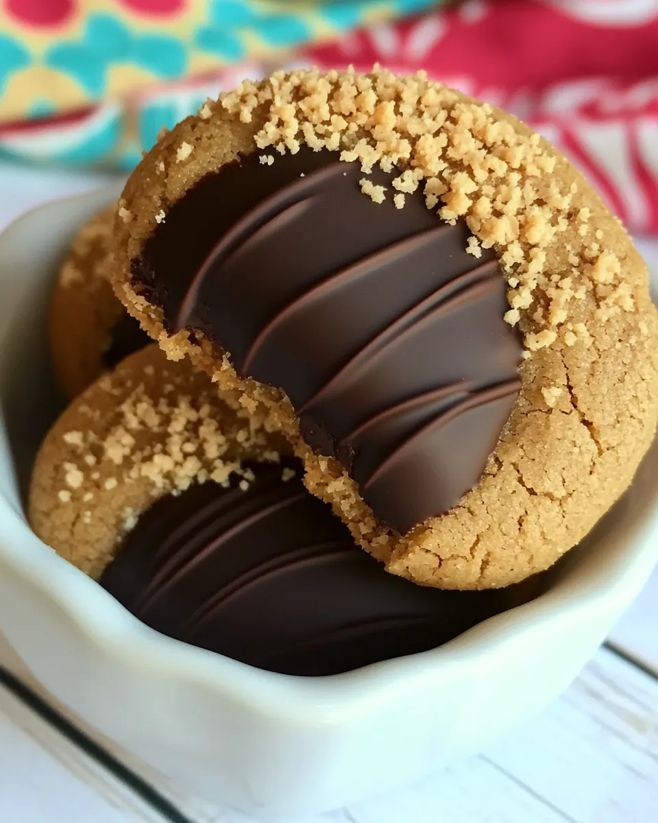Easy Chocolate Dipped Peanut Butter Cookies recipe photo