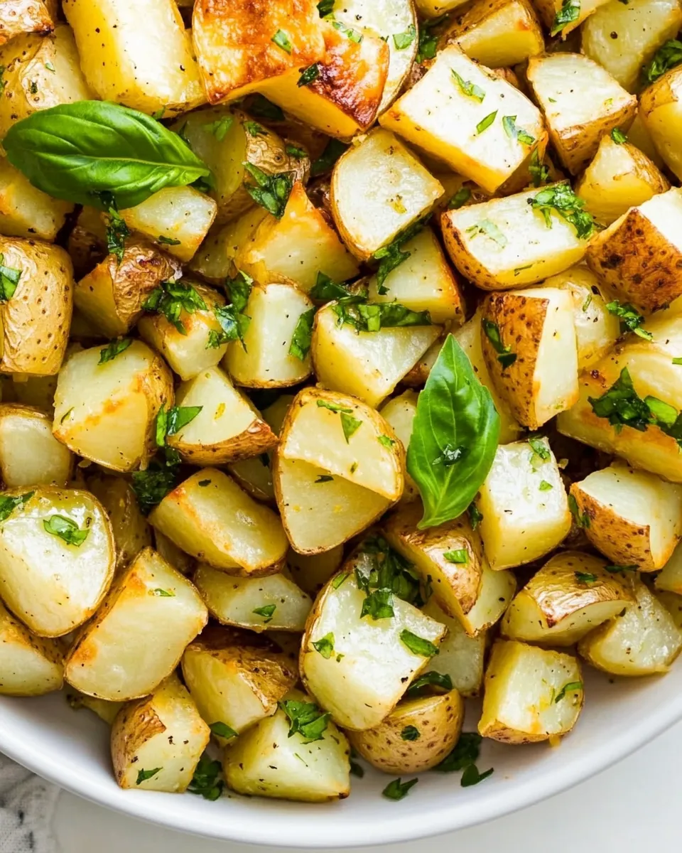 Easy Crispy Lemon Roasted Potatoes with Fresh Basil dish photo