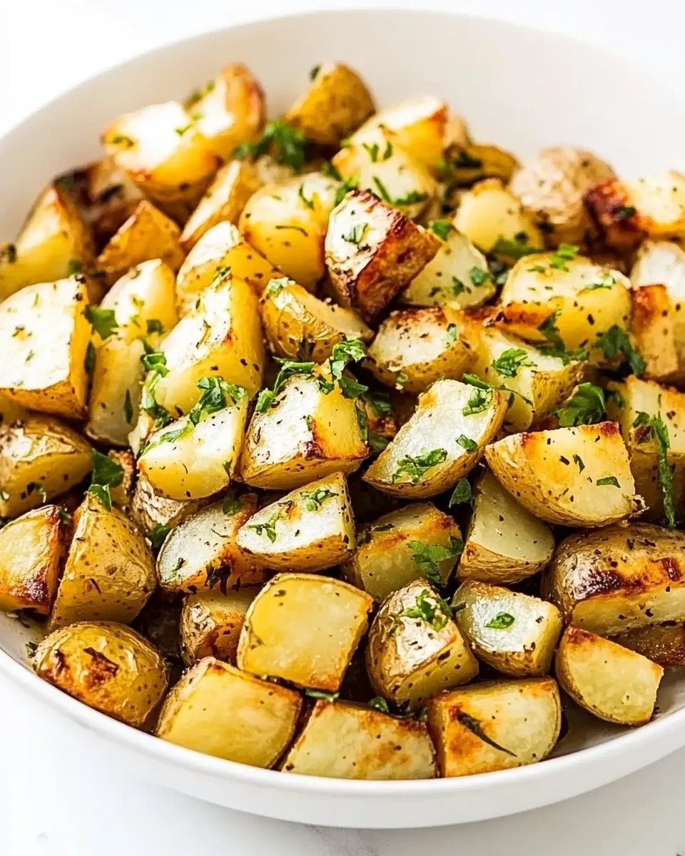 Delicious Crispy Lemon Roasted Potatoes with Fresh Basil plate image