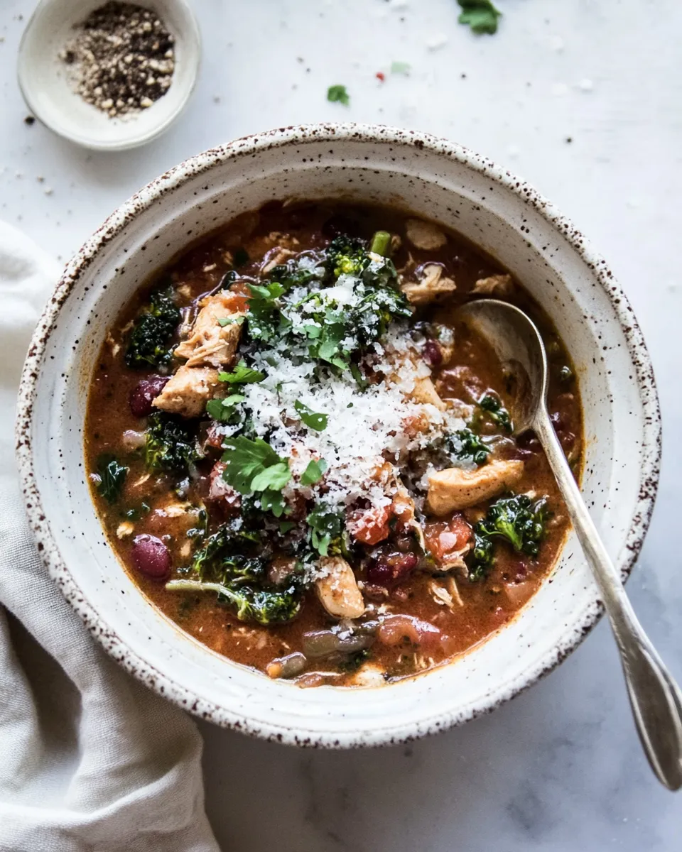 Classic Crockpot Italian Chicken and Broccoli Rabe Chili. dish photo
